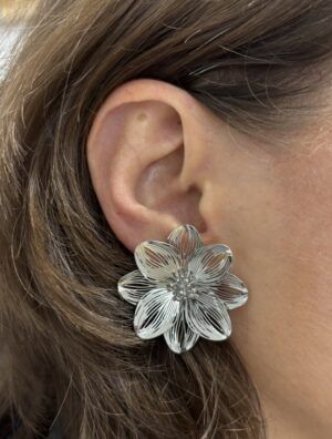 Pendiente Maxi Flor Plata
